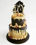 Black and Gold 40th Birthday Drip Cake #40Th #Birthday #Blac